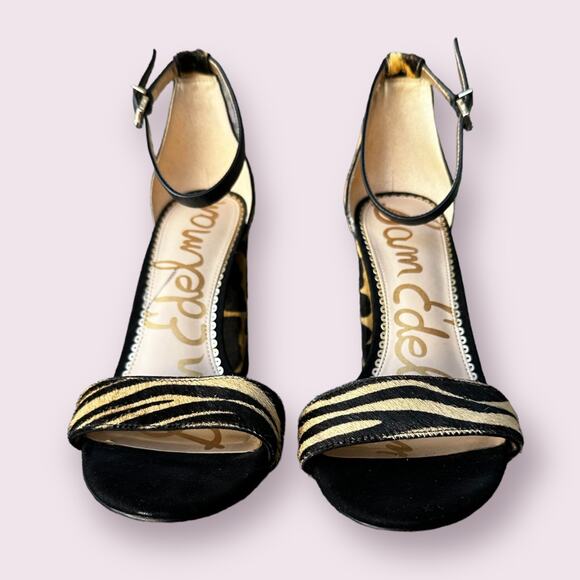 Sam Edelman Yaro Cow Hair Block Heel Sandals Sz 9M - Picture 2 of 12
